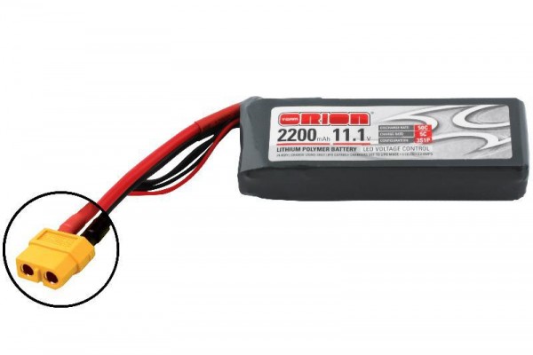Team Orion LiPo 2200 3S 11,1V 50C XT60 m. LED Kontrollllampe
